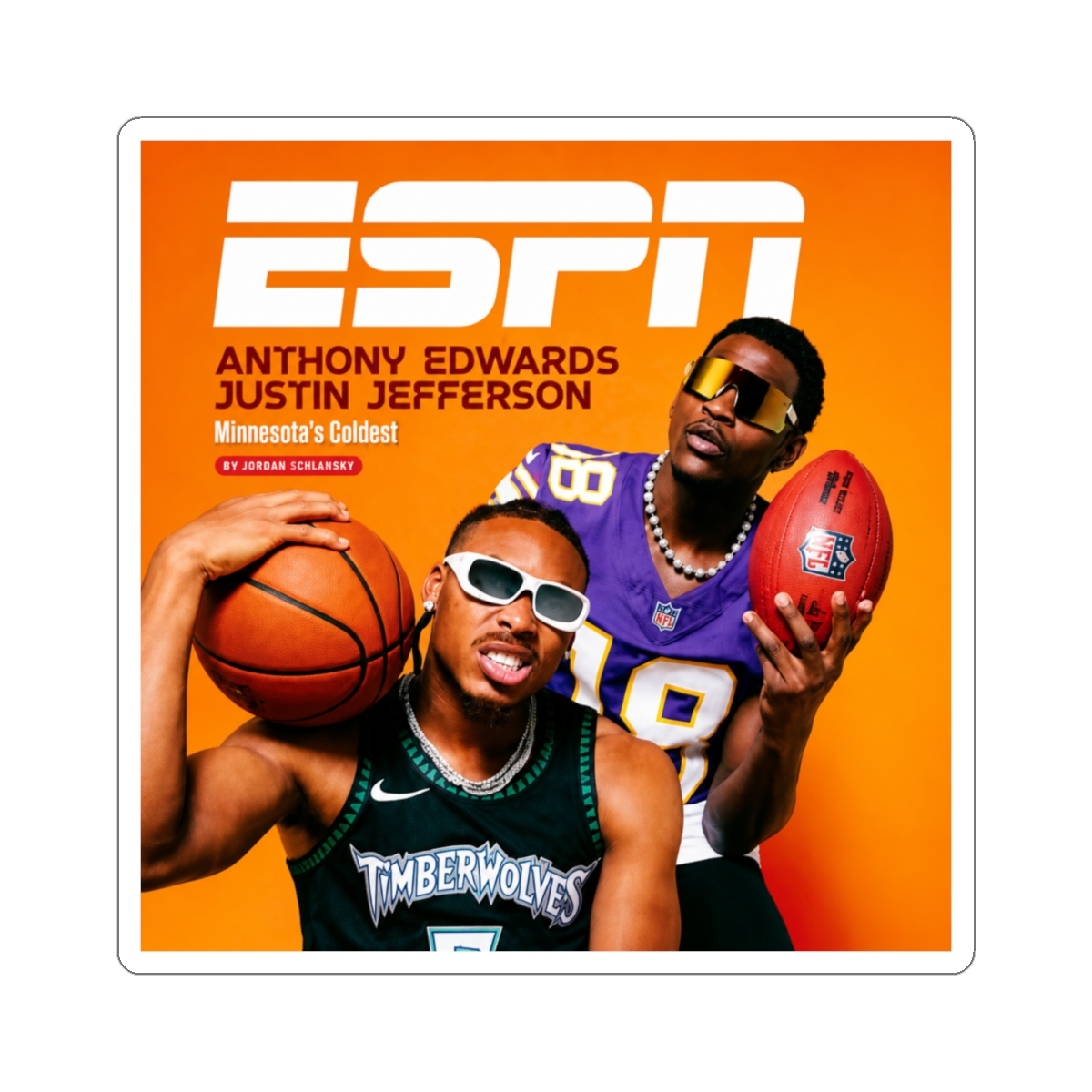 Anthony Edwards Justin Jefferson Minnesota Timberwolves Vikings Sticker