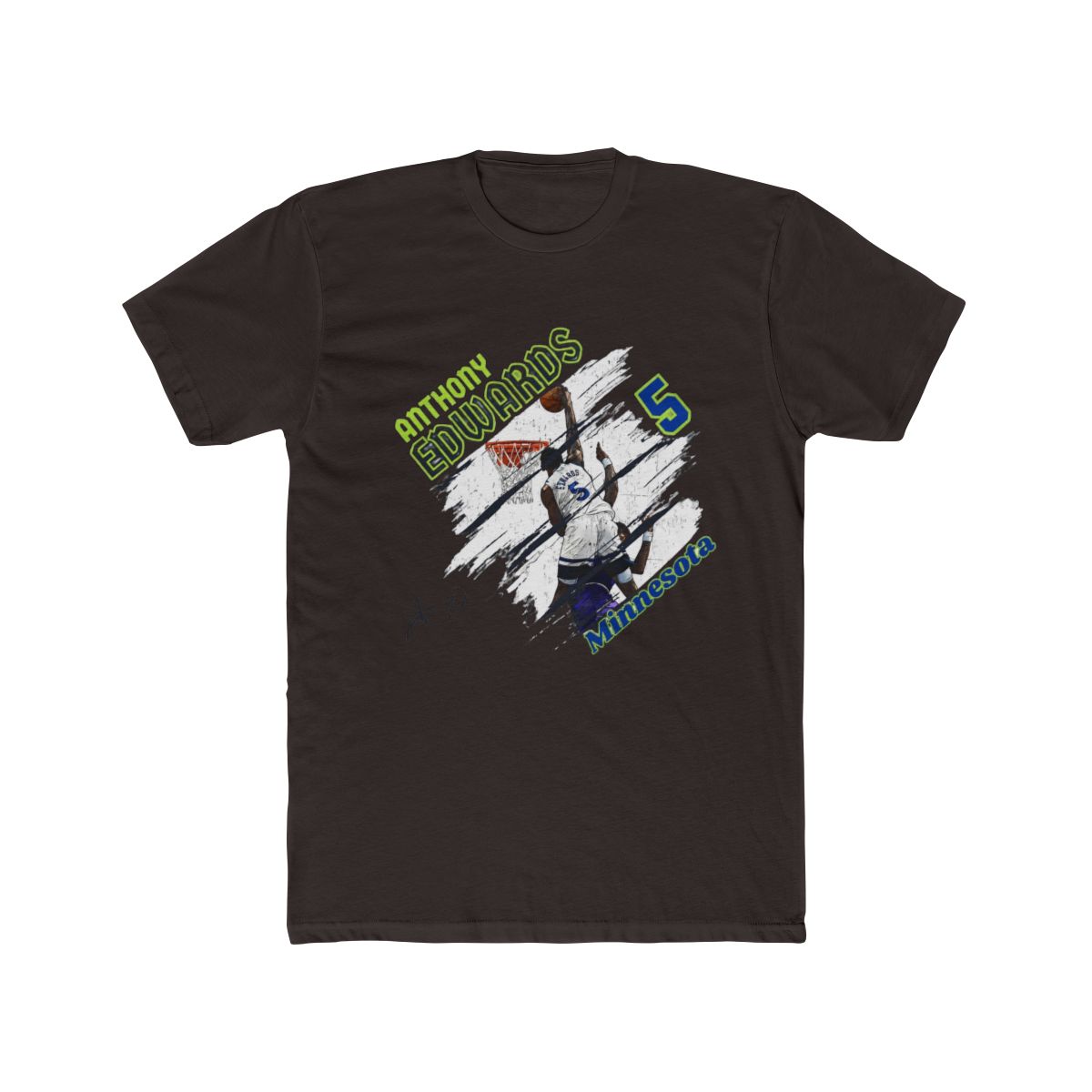 Minnesota Anthony Edwards #5 dunk Cartoon Basketball T Shirt - alternate angle 2, merchandise