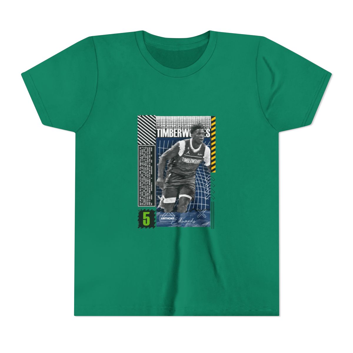 Anthony Edwards Basketball Design Poster Timberwolves Kids T Shirt - alternate angle 4, merchandise