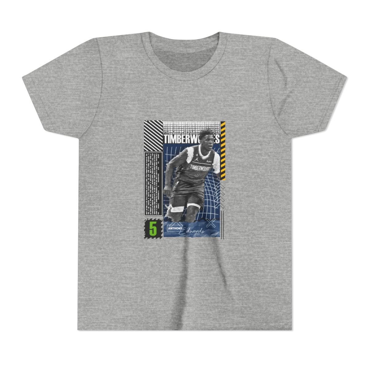Anthony Edwards Basketball Design Poster Timberwolves Kids T Shirt - alternate angle 5, merchandise