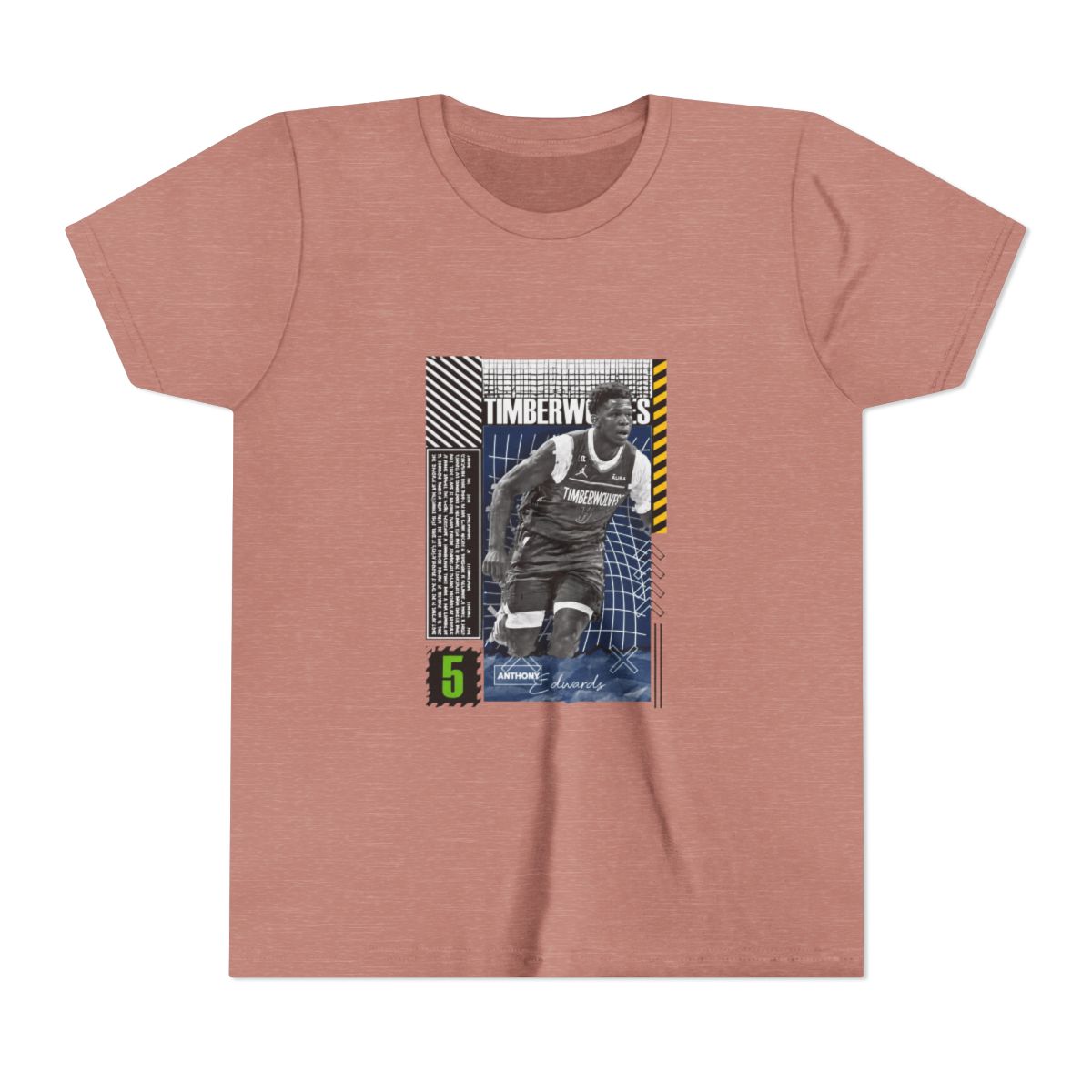 Anthony Edwards Basketball Design Poster Timberwolves Kids T Shirt - alternate angle 2, merchandise