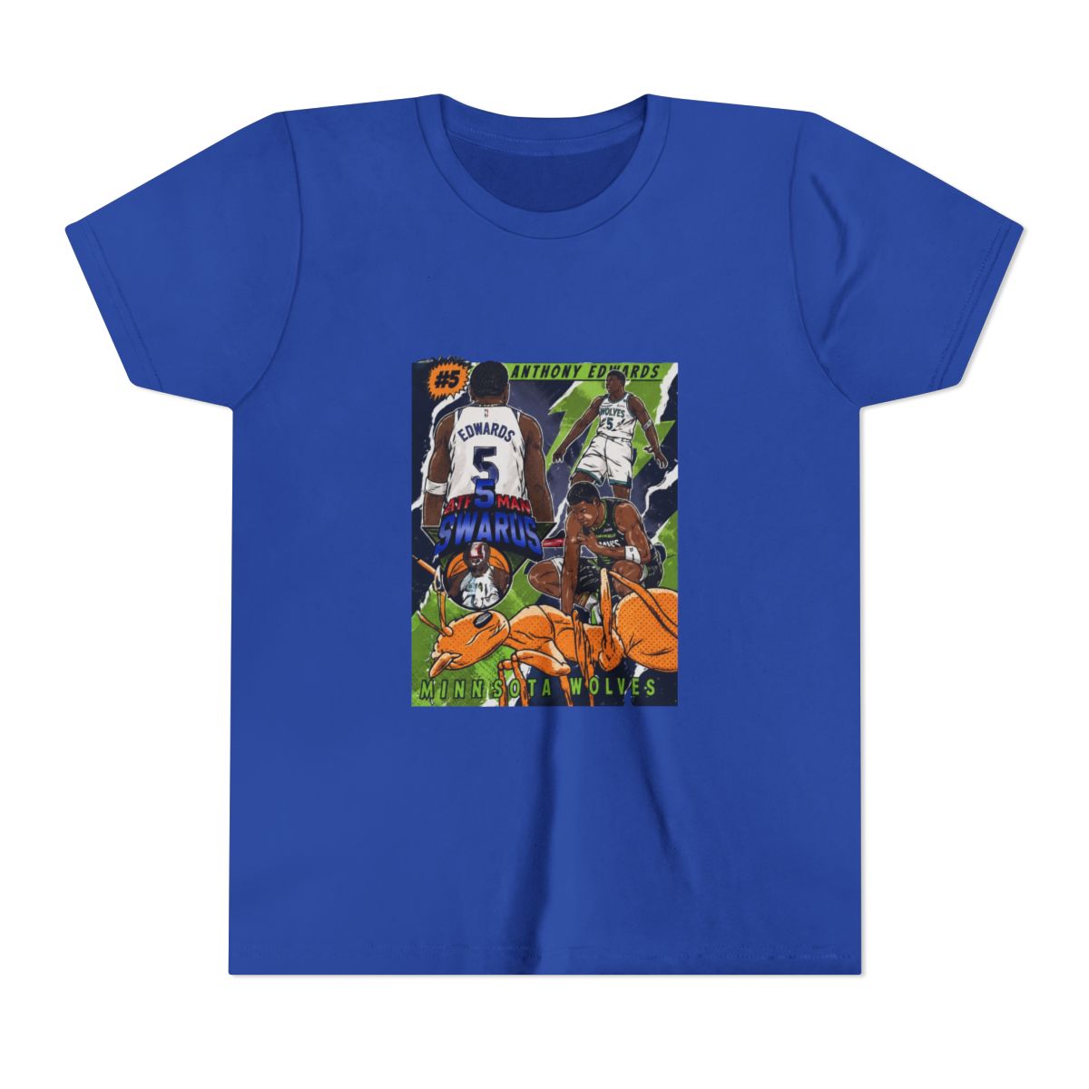 Anthony Edwards Cartoon Style Comic Cover Style Kids T Shirt - alternate angle 4, merchandise