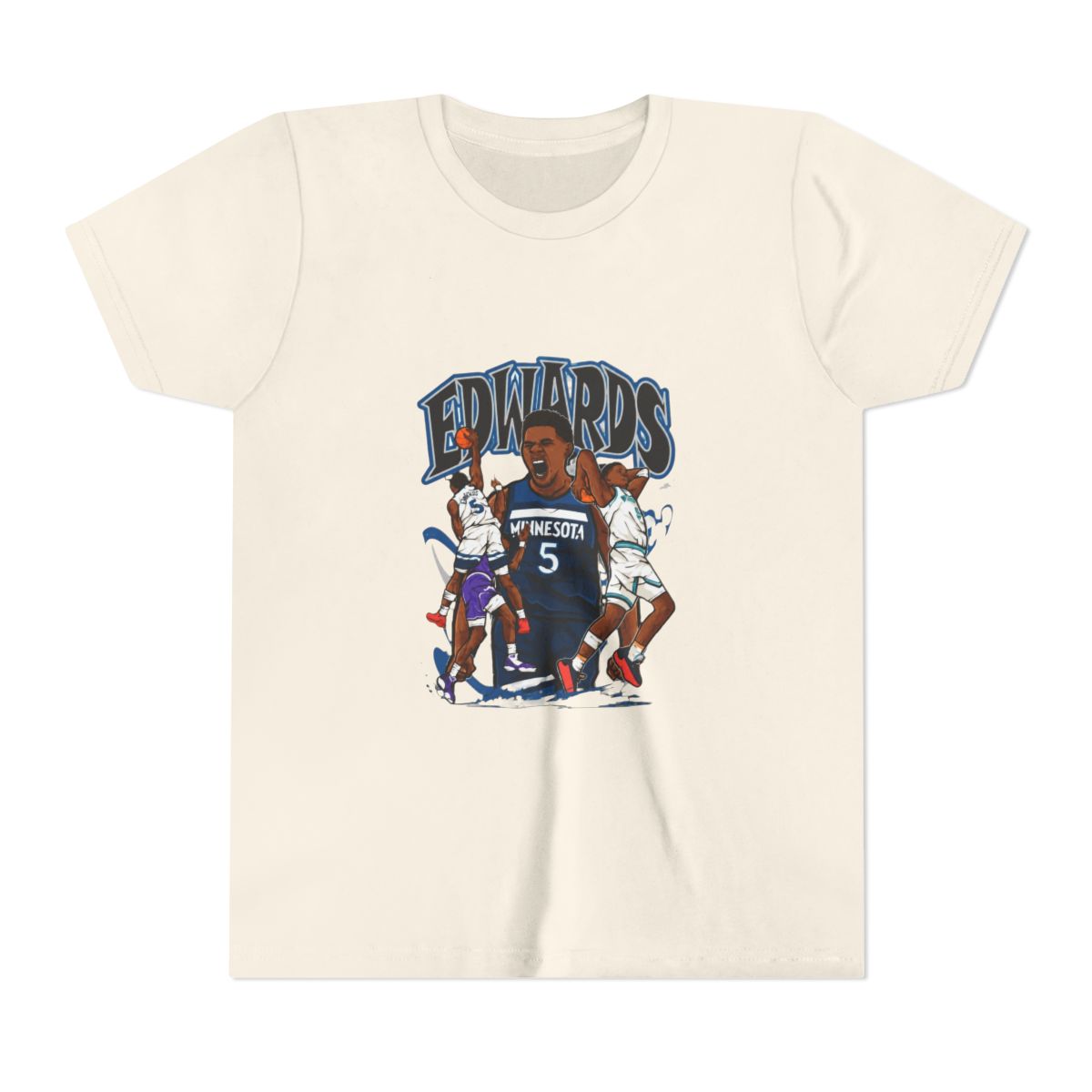 Anthony Edwards Cartoon Kids T Shirt - alternate angle 3, merchandise