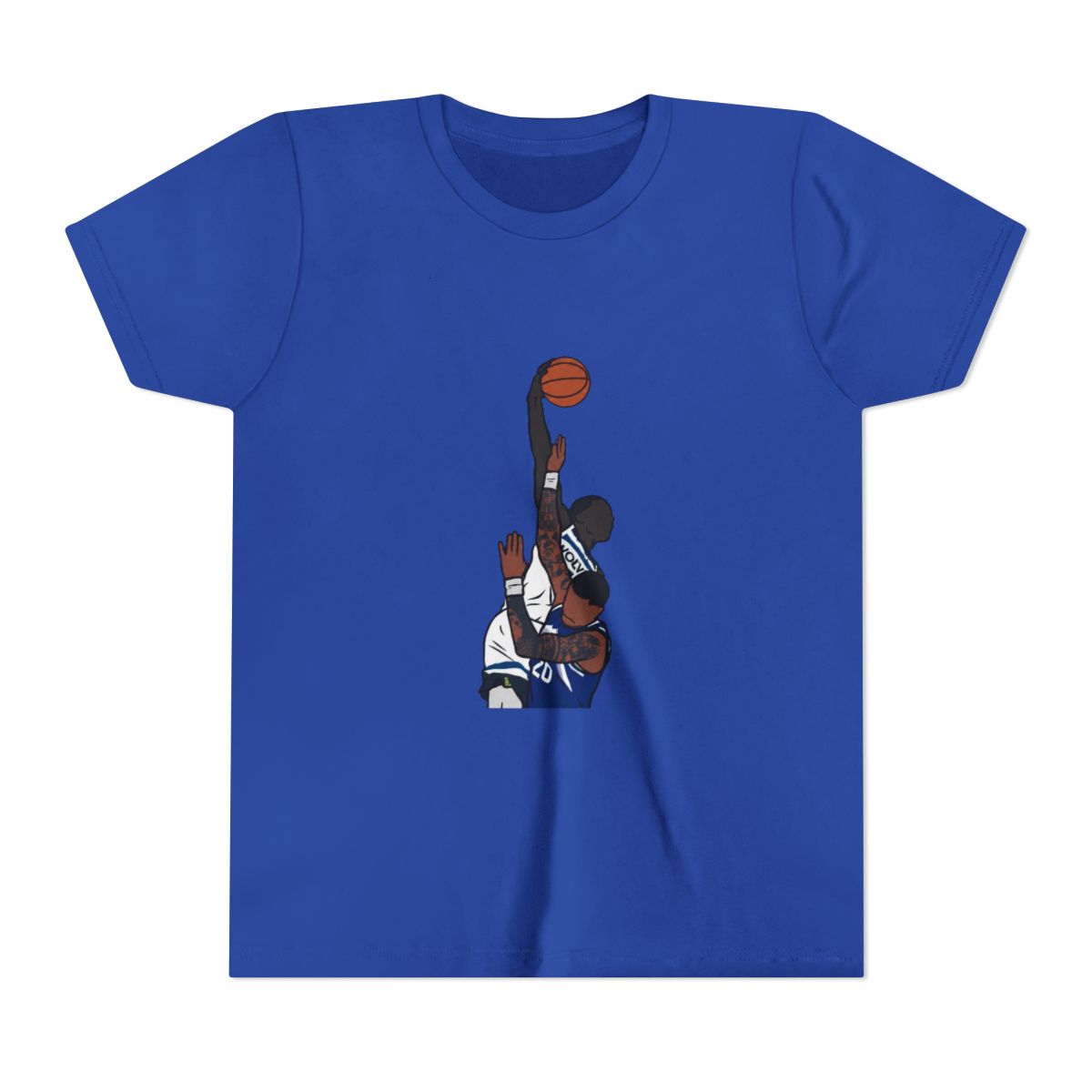 Anthony Edwards Dunks on John Collins Kids T Shirt - alternate angle 3, merchandise