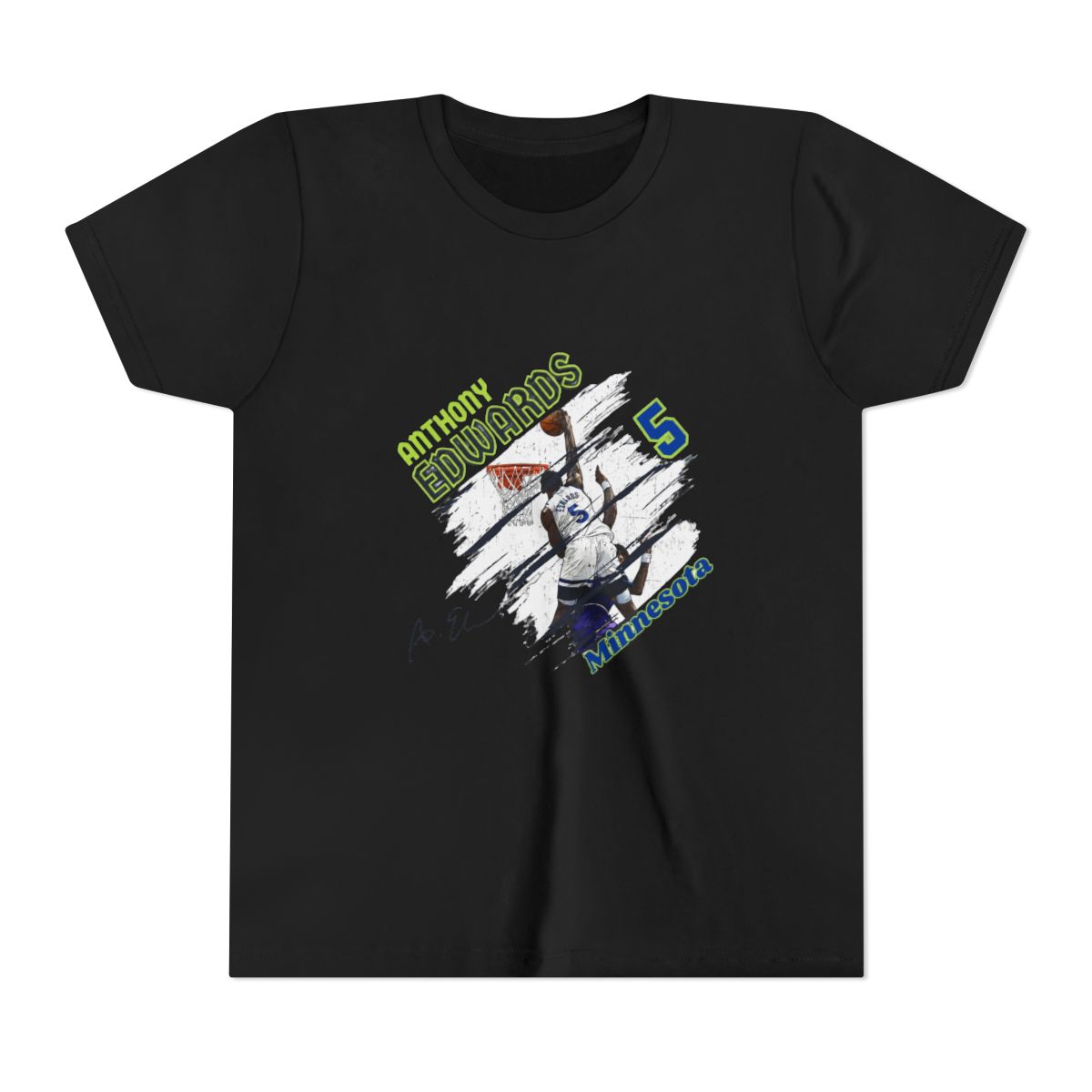 Minnesota Anthony Edwards #5 dunk Cartoon Basketball Kids T Shirt