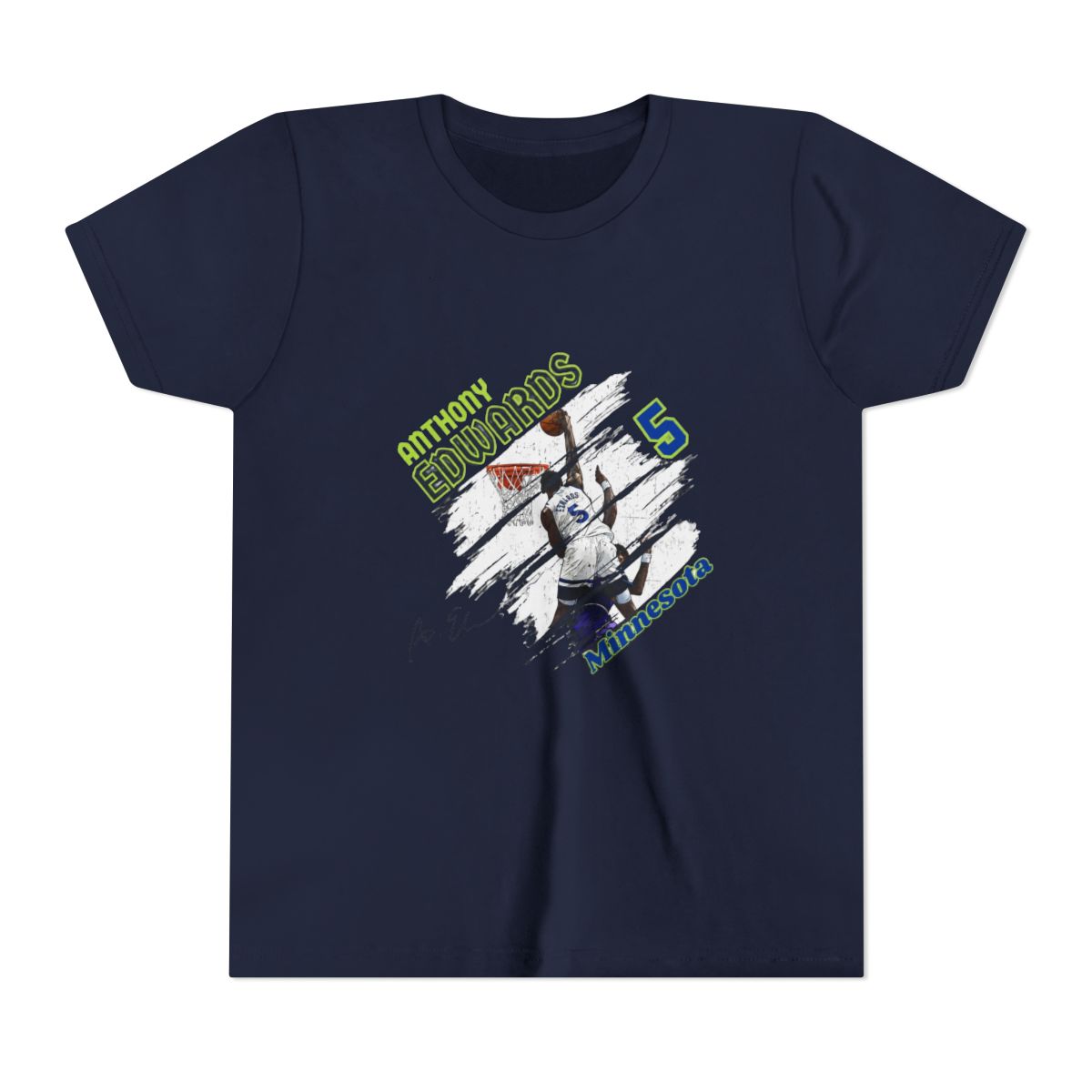 Minnesota Anthony Edwards #5 dunk Cartoon Basketball Kids T Shirt - alternate angle 2, merchandise