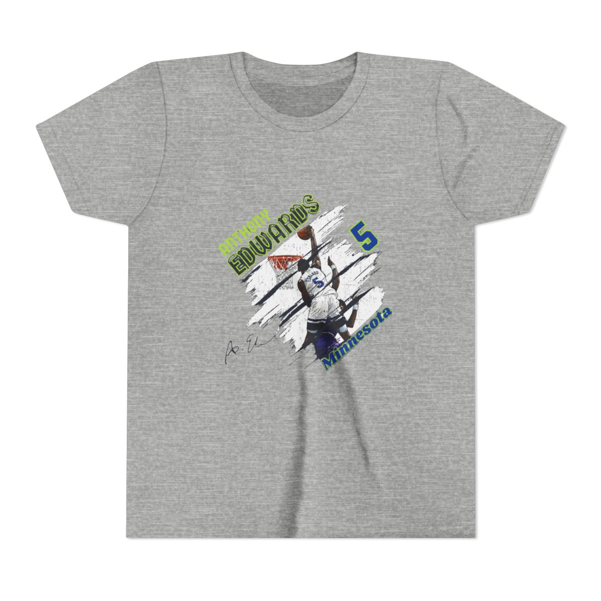 Minnesota Anthony Edwards #5 dunk Cartoon Basketball Kids T Shirt - alternate angle 3, merchandise