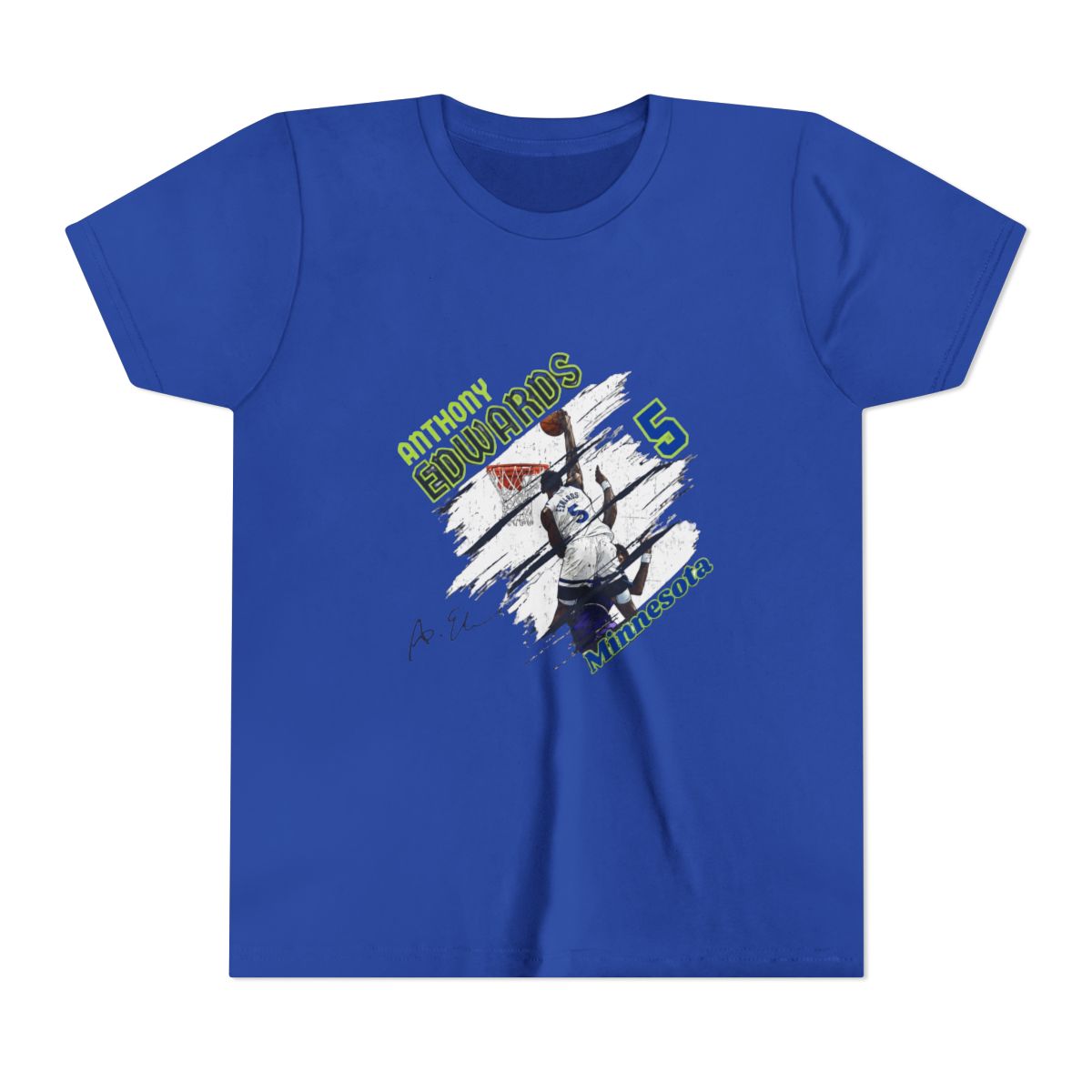 Minnesota Anthony Edwards #5 dunk Cartoon Basketball Kids T Shirt - alternate angle 4, merchandise